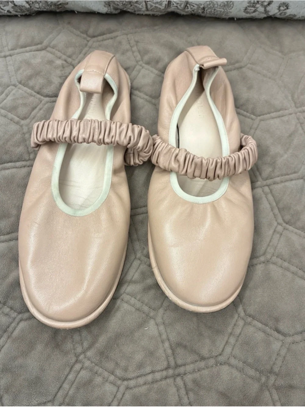 Wandler Girls Blush Elastic-Strap Ballet Flats